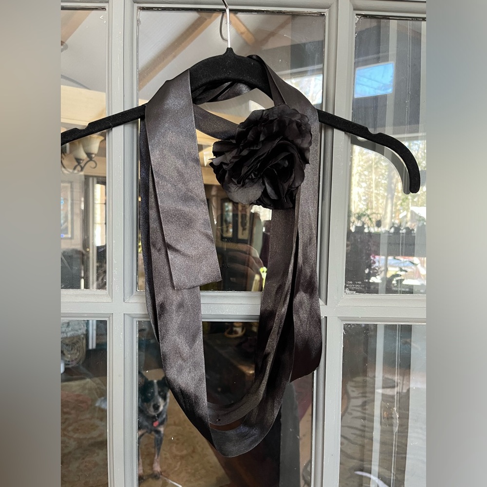 Bridesmaid black flower belt